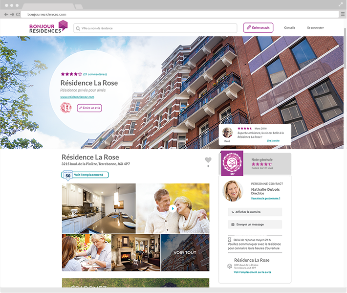 previsualisation du site fiche résidence