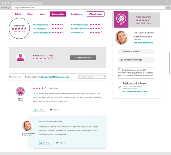 previsualisation du site formulaire d'avis